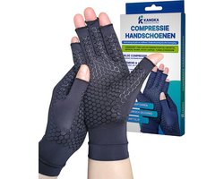 KANGKA® Reuma Handschoenen maat M - Compressie Handschoenen met Open vingertoppen voor Verlichting van Reuma, Artritis, Artrose - Zwart