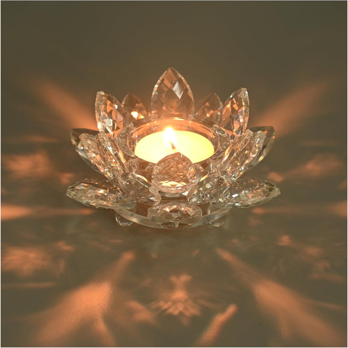 SnelShoppen - Crystal Theelichthouder Lotus Bloem, Kristallen Kaarsenhouder, Glazen Theelichthouder voor Kerstdecoratie, Bruiloften en Thuisfeesten (1