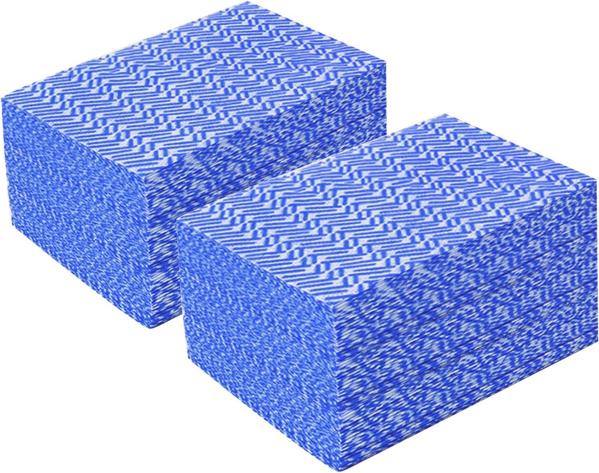 Herbruikbare Wegwerp Reinigingsdoeken - Keukenschotelhanddoeken en vaatdoeken - Droge Nowoven Doekjes - 100 Count/Pack - Blauw
