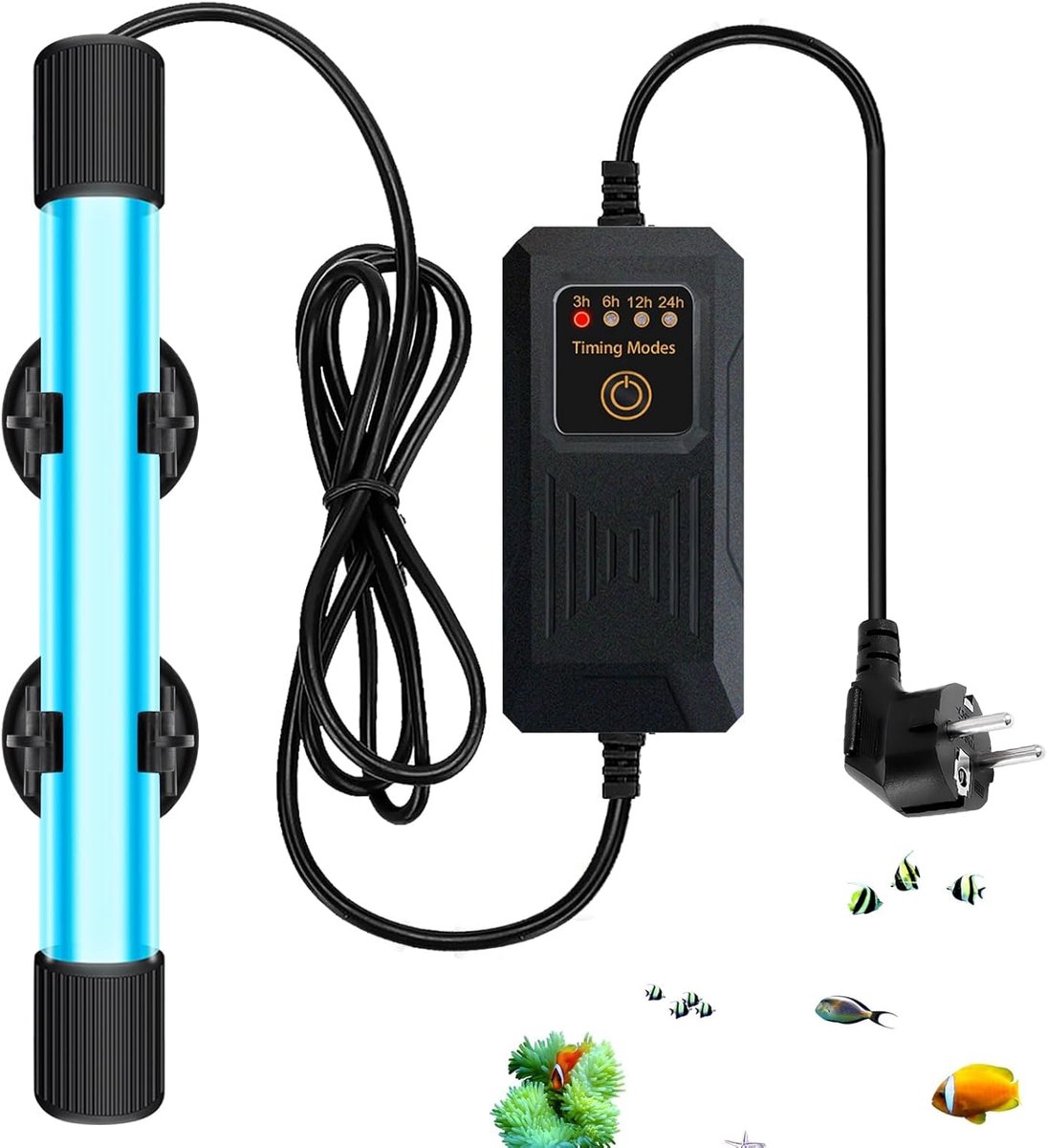 SnelShoppen - Aquarium UV Sterilizer Light 13W UVC Lamp met Timer - Effectieve Bestrijding van Algen en Bacteriën - Waterproof UV Licht voor Aquarium,