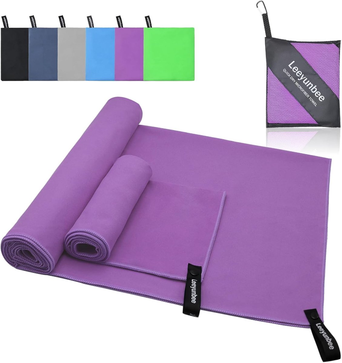 SnelShoppen - Microvezel Handdoek Set van 2 - Grote Badhanddoek 160 x 80 cm + Kleine Handdoek 80 x 40 cm - Sneldrogende Sporthanddoek - Compact Reisha