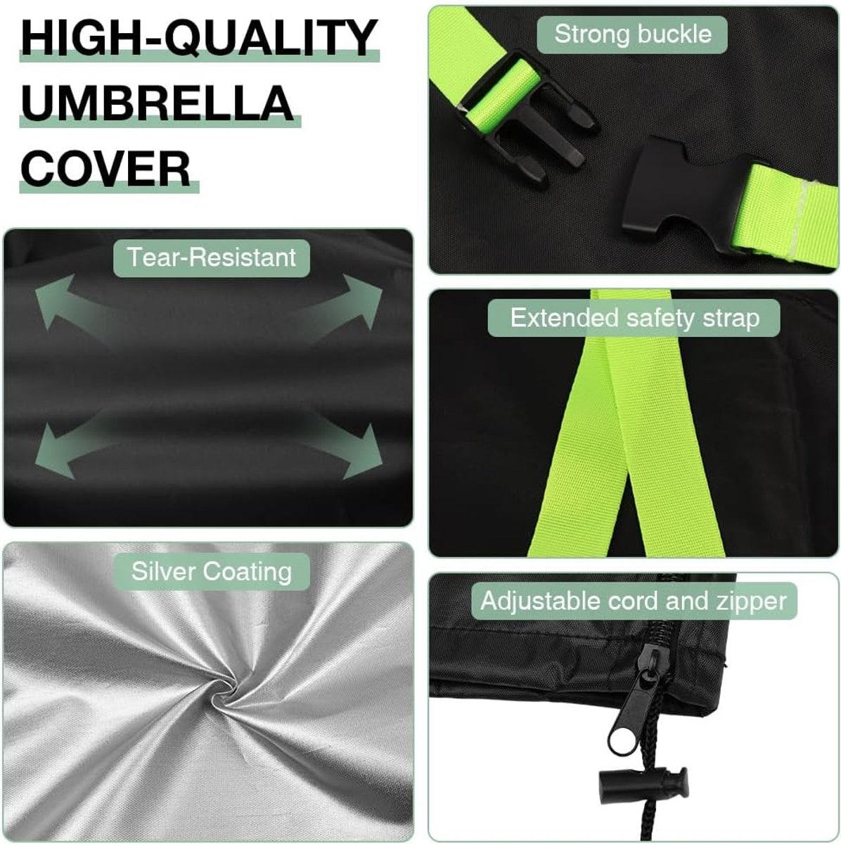SnelShoppen - Floating Parasol - Tuinparasol Cover met Telescopische Stok en Rits, Waterdicht, UV-Bestendig, Windproof, Rechthoekig, 210D Oxford Stoff