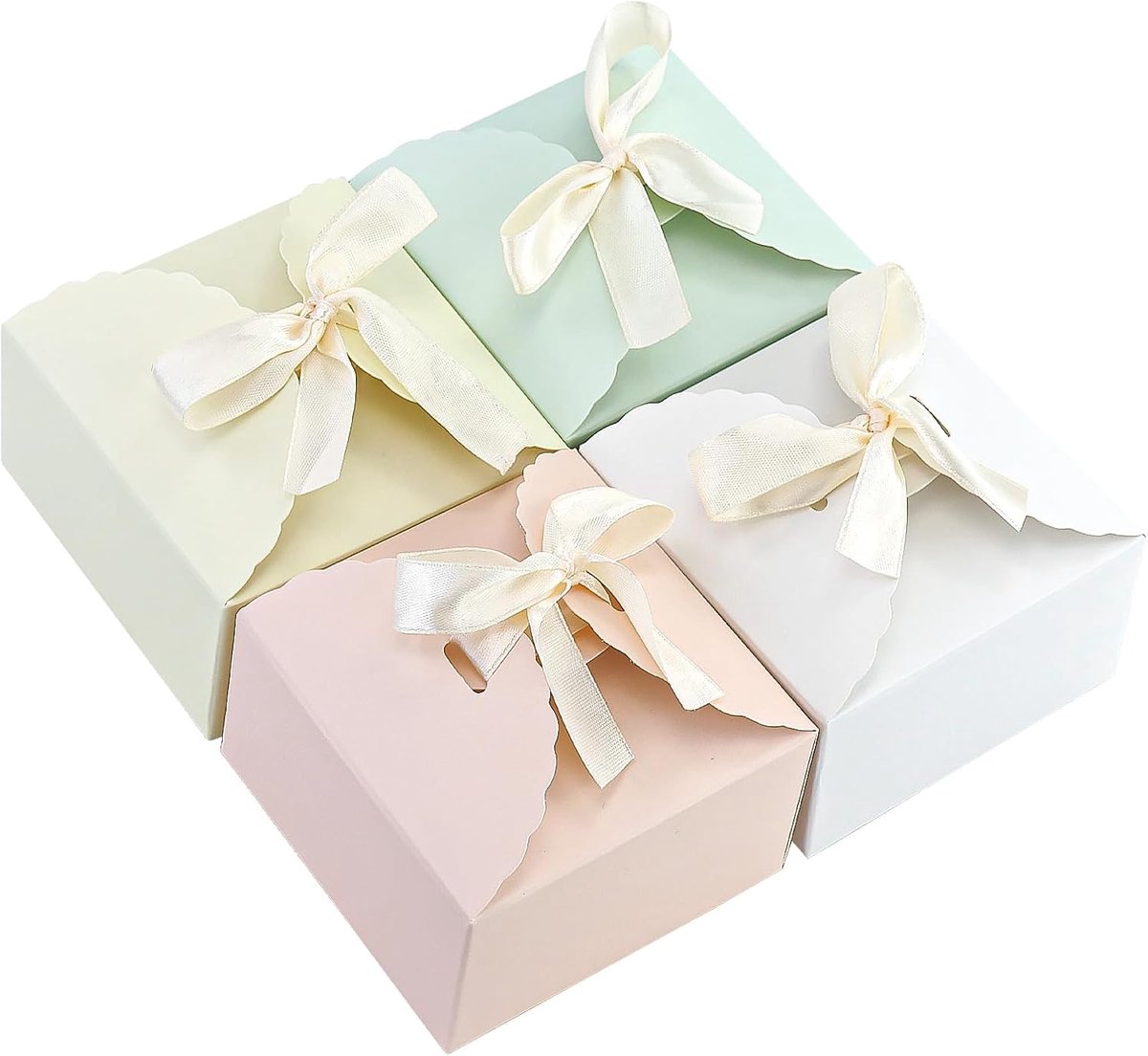 SnelShoppen - 44pcs Cadeau Dozen Set, Golfdozen met Lint, Vierkante Kleine Papieren Dozen voor DIY Cadeaus, Bruiloften, Feesten, Verjaardagen, Gebak (