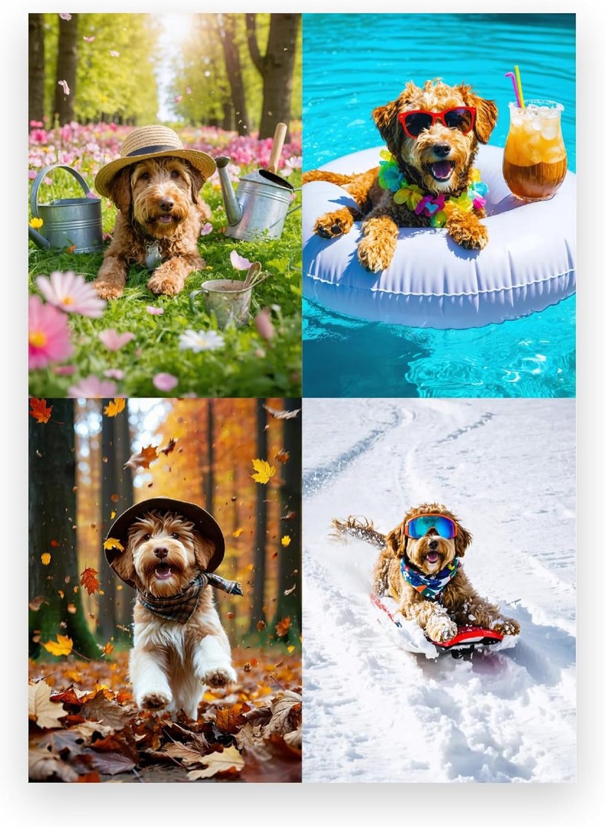 SnelShoppen - Labradoodle 2027 Kalender A4 NL - Speelse Seizoensgebonden Scenes - Standaard Jaaroverzicht voor Thuis en Kantoor