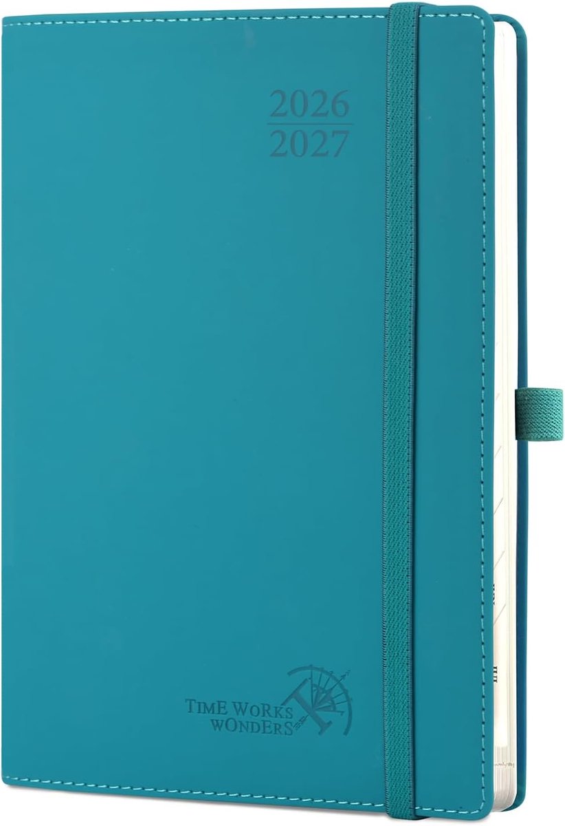 SnelShoppen - Teacher Agenda 2026-2027 DIN A5 - School Planner met PU Soft Cover in Pacific Green - Voor Onderwijs Voorbereiding met Maandregister, We