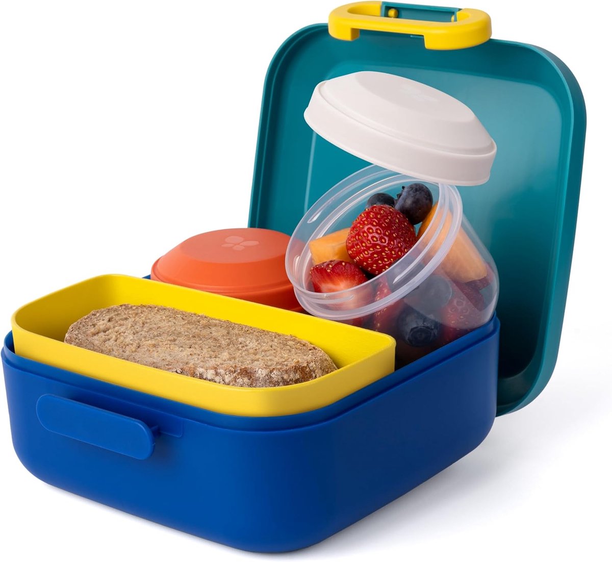 Thijox - Amuse Rikko Broodtrommel Set voor Kinderen met Vakken | Inclusief 2 Snackdoosjes | Kleurrijke Lekvrije Bento Lunchbox voor School & Onderweg