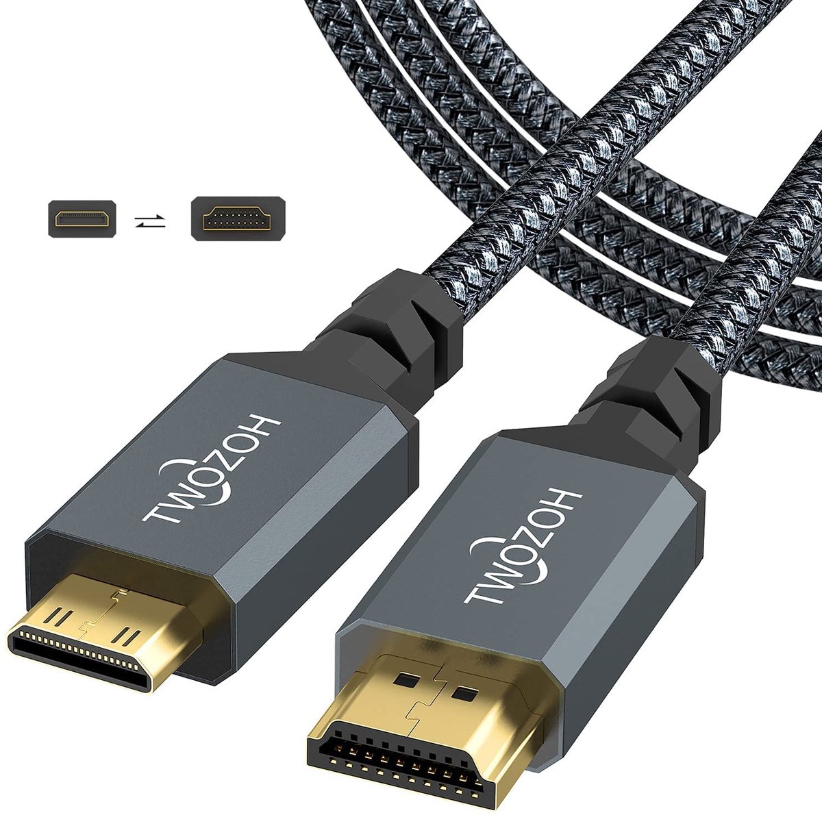 Thijox - Mini HDMI naar HDMI-Kabel 2M, 4K Ultra HD, HDR, 3D, Full HD, HDMI 2.0a/b, 1.4a - Perfect voor TV, Beamer, Laptop, Spelconsole, Gaming