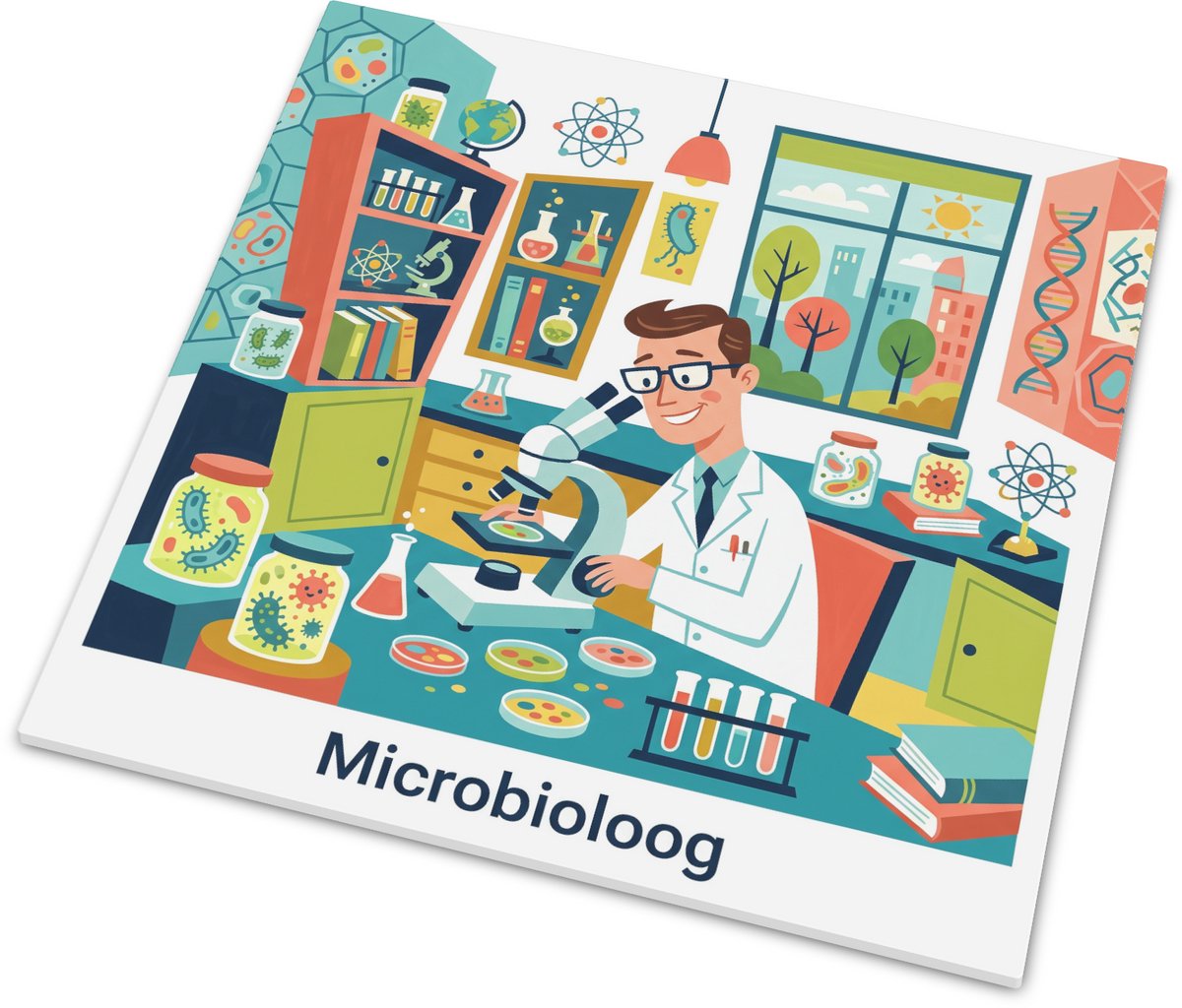 Wetenschappelijk Tegeltje Microbioloog Origineel Cadeau Laboratorium & Chemie Jaren 50 Ret