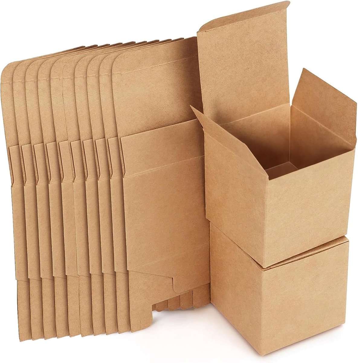SnelShoppen - 25 Stuks Geschenkdozen Kraftpapier 10x10x10 cm Bruine Kartonnen Dozen met Deksel voor Feest, Verjaardag, Bruiloft, DIY, Cadeaus