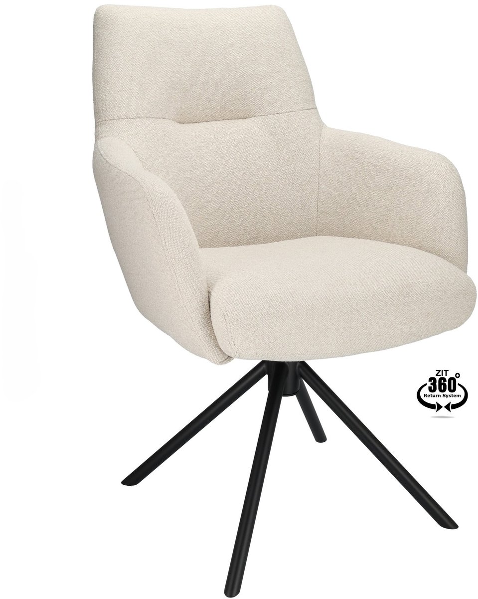 Icon Living - Armstoel Colorado Stof Glory Ecru Leg Black 360° Return-system
