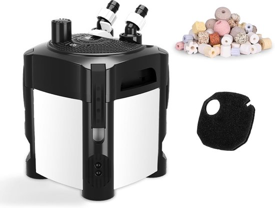 SnelShoppen - AQQA Aquarium Buitenfilter 1200 l/u - Instelbaar Aquariumfilter met 3-Traps Filtratie - Stil 18 W Buitenfilter voor Aquaria tot 250 l