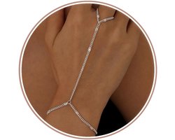 SnelShoppen - Elegante Dochais Damesarmbanden - Verguld 14K/Zilver - Handarmband met Ring - Verstelbaar Enkelbandje - Waterdicht - Luxe Lichaamsierade