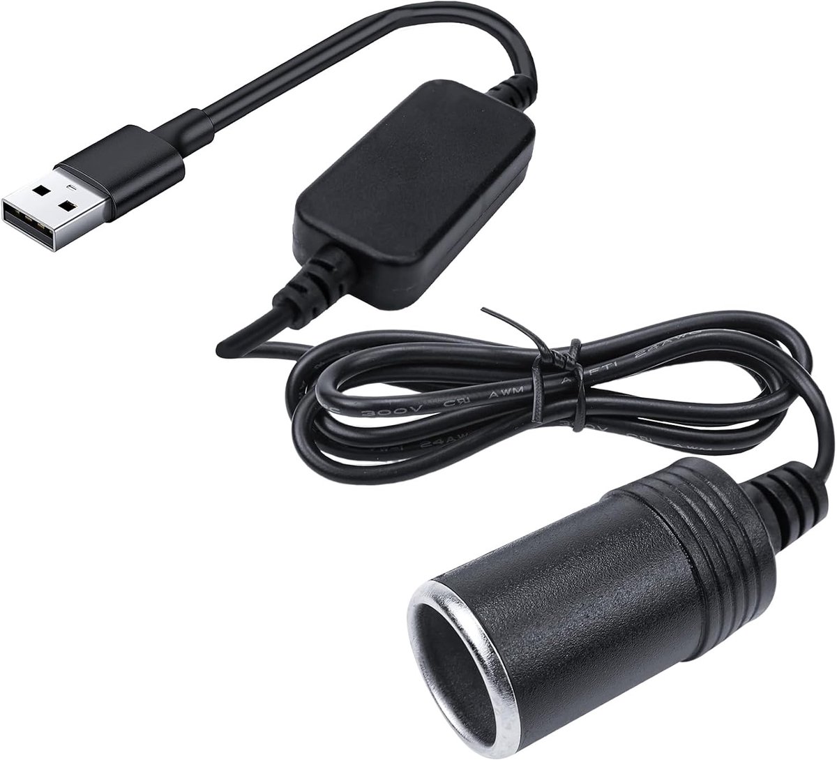 Thijox - USB naar Sigarettenaansteker 12V Adapter - Mannelijk naar Vrouwelijk Stopcontactconverter voor Auto - Geschikt voor DVR, GPS, Auto-Omgevingsl