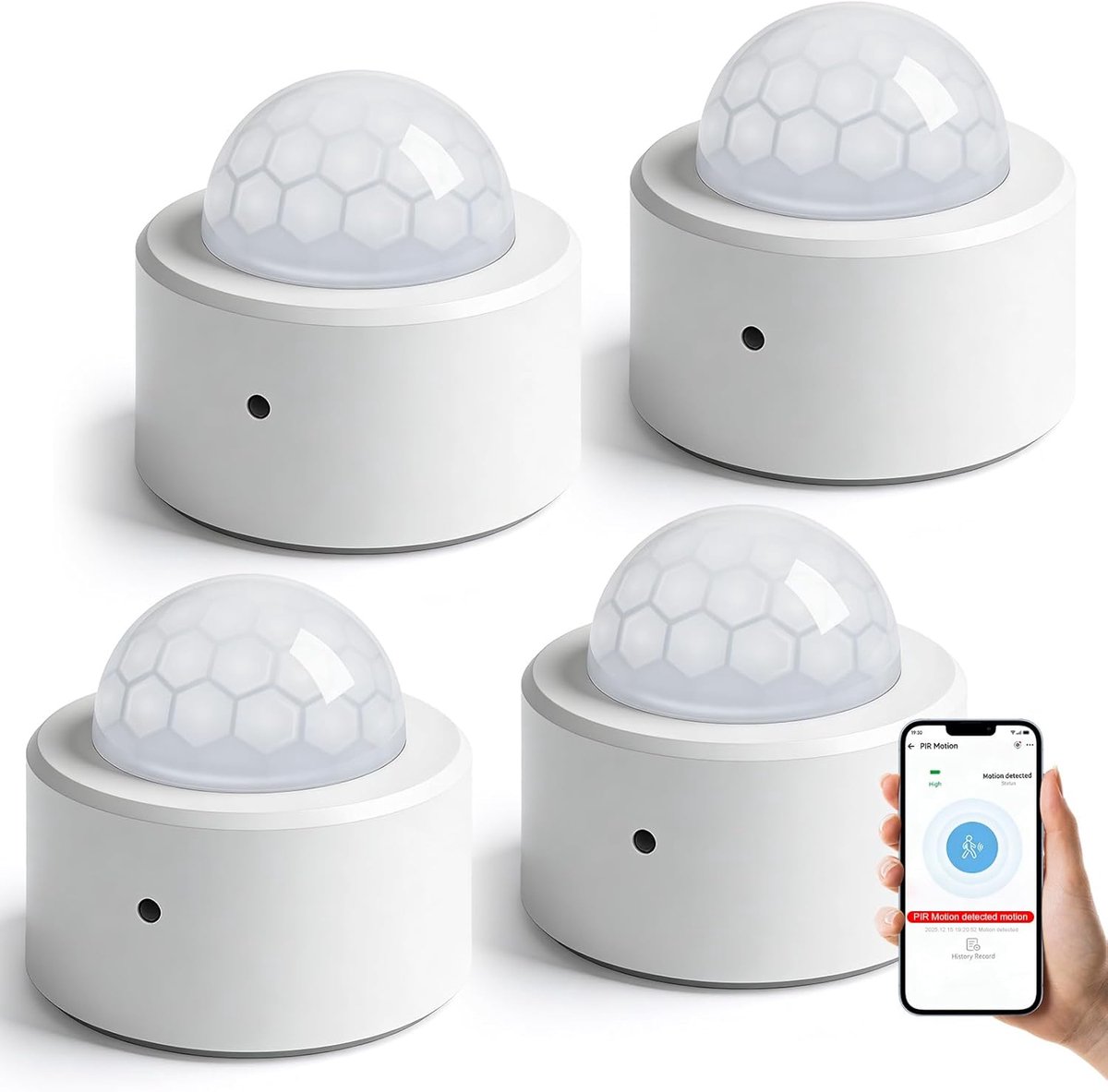 SnelShoppen - 4 Stuks Zigbee Bewegingsmelders - PIR Bewegingssensoren - Slimme WLAN Alarm - Smart Life/Tuya Compatibel - Draadloze Beveiliging & Licht