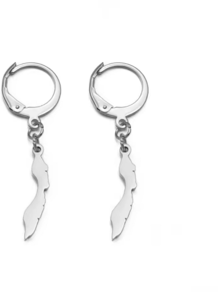 Maevi® Oorbellen 'Curacao' - Kleur: Zilver - Oorring / Oorhanger / Oorbel - Curacao / Korsou / Dushi Korsou - Hoge Kwaliteit RVS / Stainless Steel - Verkleurt niet - Incl. Luxe Verpakking - Curaçao Oorbellen Set - Cadeau Vrouw / Dames - Oorringen