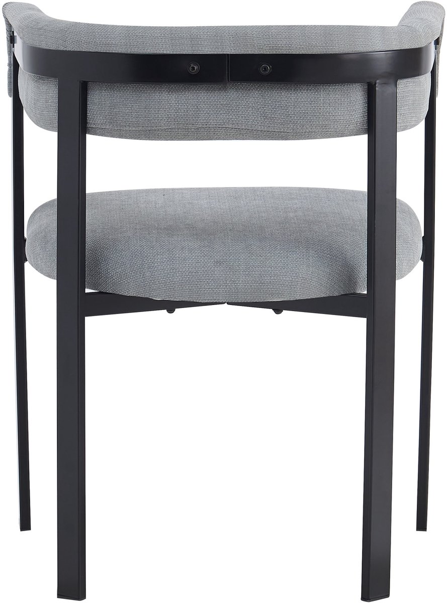 MEUNIQ set van 2 eetkamerstoelen met armleuningen 61 x 50 x 76 cm, chenille bekleding, metalen onderstel, ronde rugleuning, voor eetkamer woonkamer, grijs