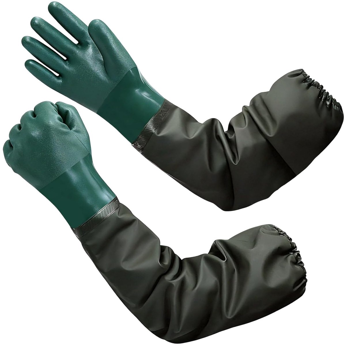 SnelShoppen - Lange rubberen handschoenen 70 cm - Waterdicht, herbruikbare vijverhandschoenen voor tuinieren, vissen, afvoerreiniging - Duurzaam pvc m