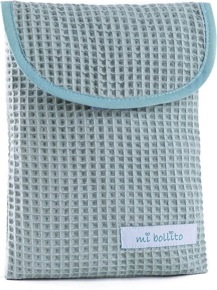 SnelShoppen - Compacte opbergzak voor luiers en babydoekjes, 100% katoen, snelsluiting met klittenband, elegante spearmint kleur, ideaal voor onderweg