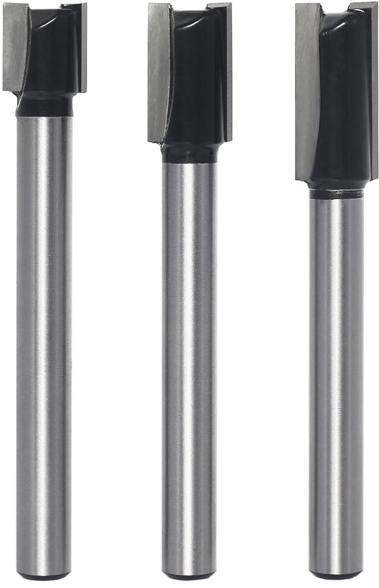 SnelShoppen - 3-delige Grooving Mill Set 8 mm Schacht, Dubbele Vleugel Cutter, 12 mm Diameter, Snijdieptes 13/20/25 mm, Houtfrezer van Tungsten Carbid