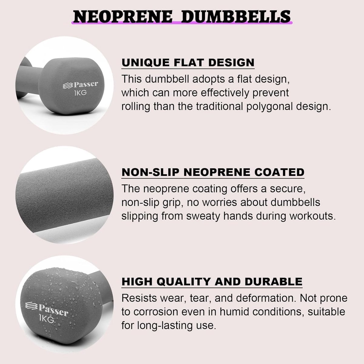 SnelShoppen - Neopreen Dumbbell Set 2x1kg/2kg/3kg/4kg/6kg/8kg - Dumbbells voor Vrouwen en Kinderen - Lichtgewicht Gewichtjes voor Fitness, Yoga, Pilat