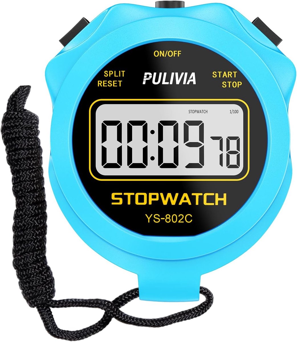 SnelShoppen - Digitale Stopwatch voor Kinderen met Stille Aan/Uit Knop - Ideaal voor Zwemmen, Training, Sport en Spel - Blauw met Groot Display