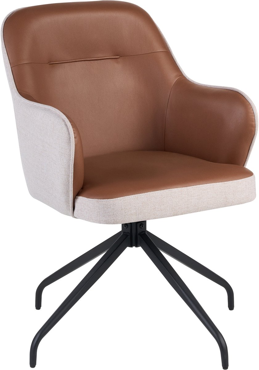 STOWE - Draaibare eetkamerstoel - Bruin/Lichtbeige - Polyester