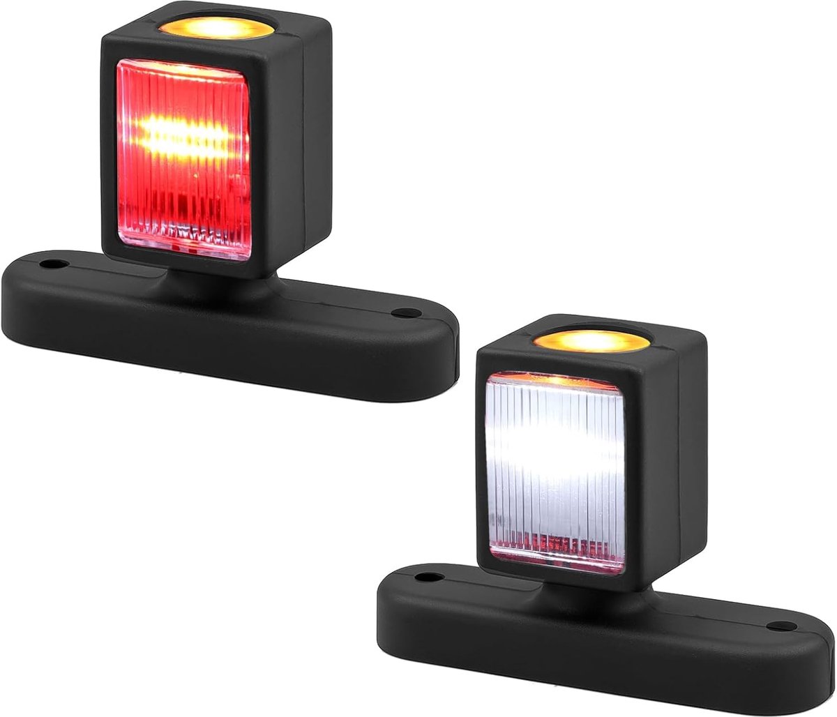 SnelShoppen - 2x AUTOUTLET LED Zijmarkeringslichten Trailer 10-30V Waterproof, Position Lights met Dubbele E9 Keuring en Siliconen Basis, Side Lights