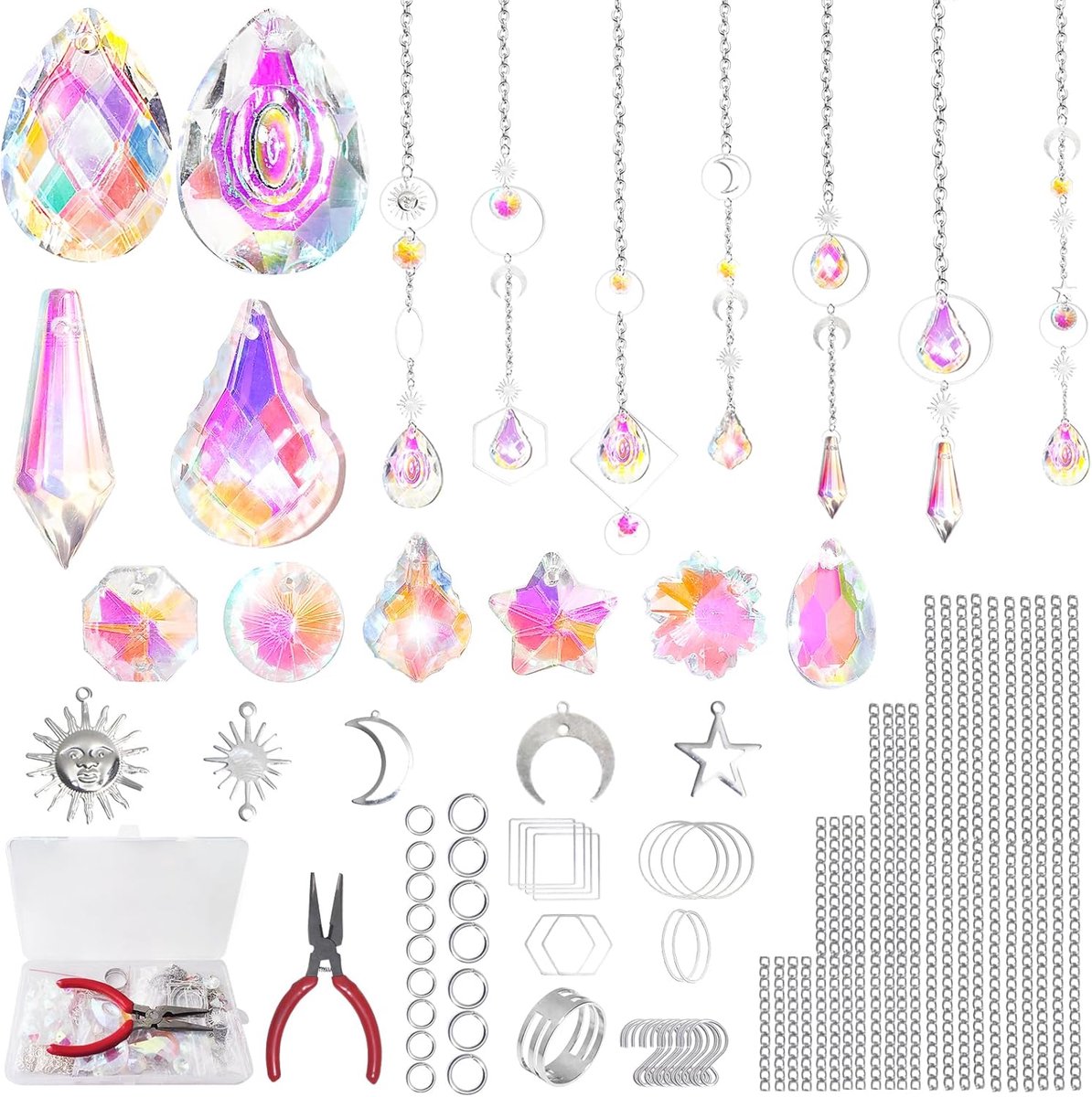 SnelShoppen - 230 Stuks Zonvangers Kristallen, DIY Crystal Craft Kit voor Volwassenen, Suncatcher voor Raam, Tuin, Trouwerij en Feestdecoratie, Hangen