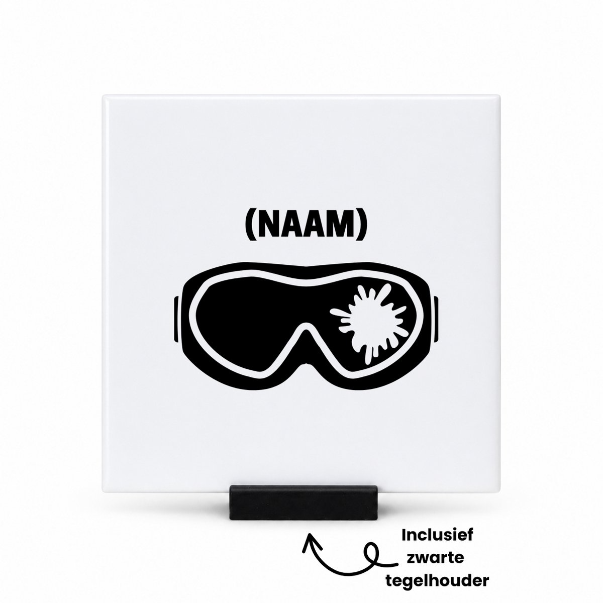 Hacebo Paintball met eigen naam tegeltje met tegelhouder - Sport - Paintballer - tegeltjes met tekst - Sport - spreuktegels - 10.8x10.8 CM Wit