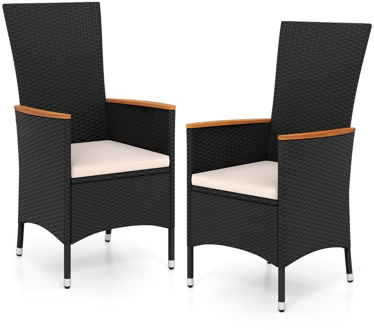 SureDeal® - Eettafel - Tuinstoelen Sets Twee - Hoge Rugleuning Kunstrietstoelen - Afneemba