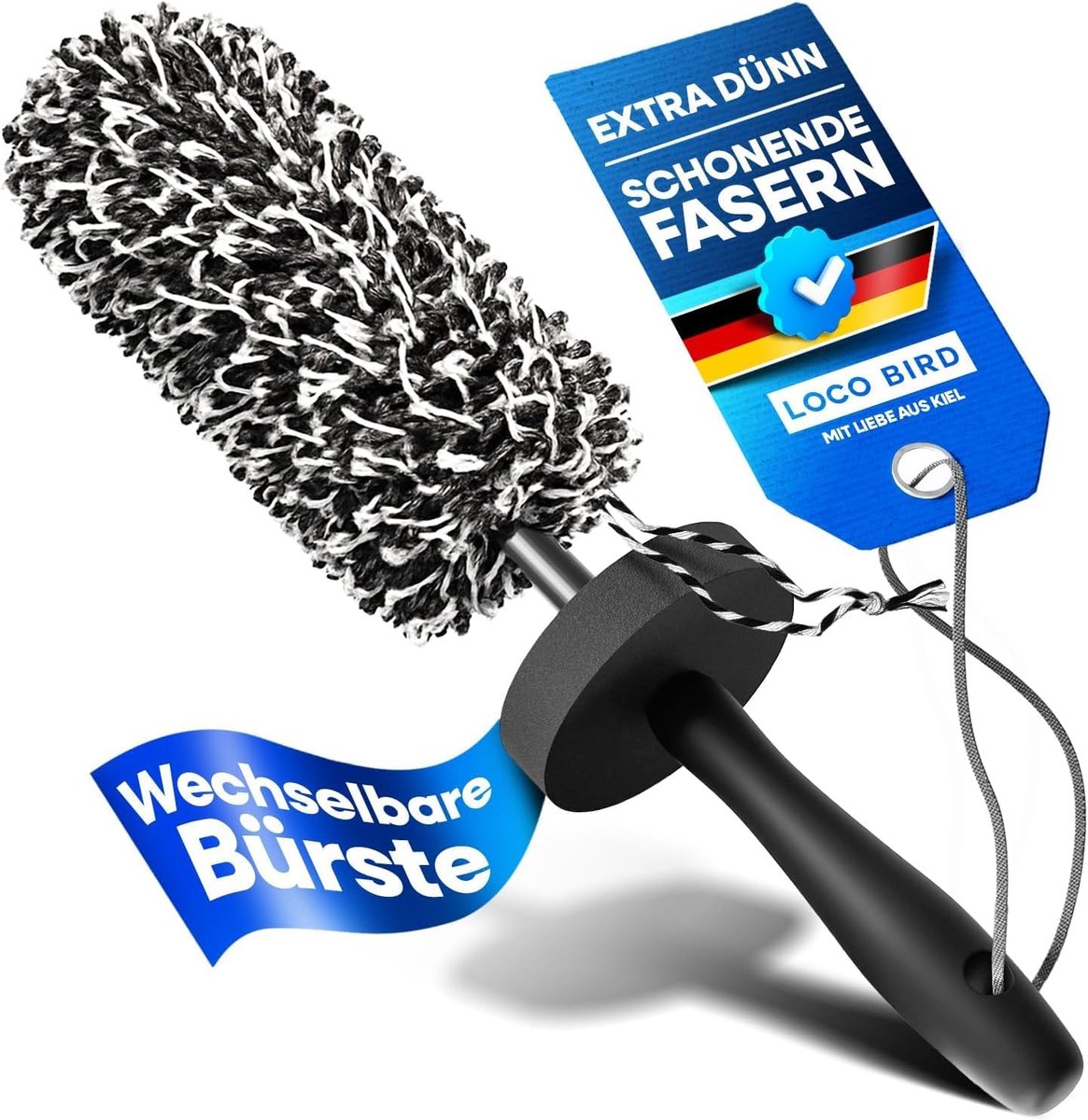 SnelShoppen - Microfibre Rim Brush Auto - Zachte Velgenreiniger voor Aluminium Velgen - Complete Car Wash Set met Ergonomische Handgreep - Duurzaam en