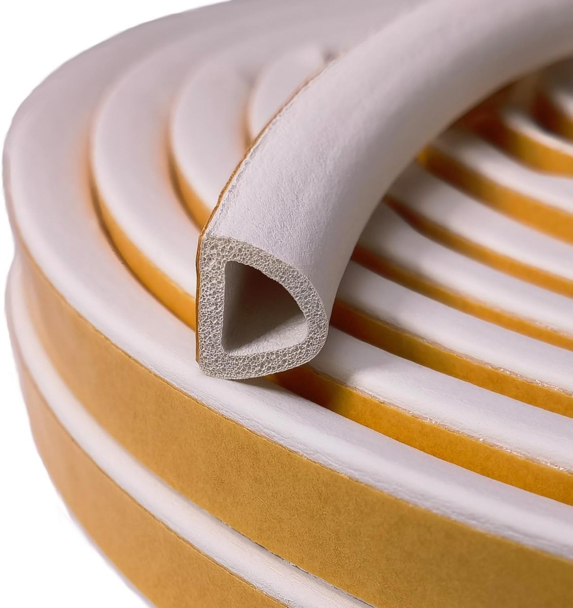 SnelShoppen - Weather Strip Tape D-Type Foam Sealing Tape, Zelfklevend, Geluidsisolatie, Wind- en Dichtband voor Deuren en Ramen, Wit, 20 Meter