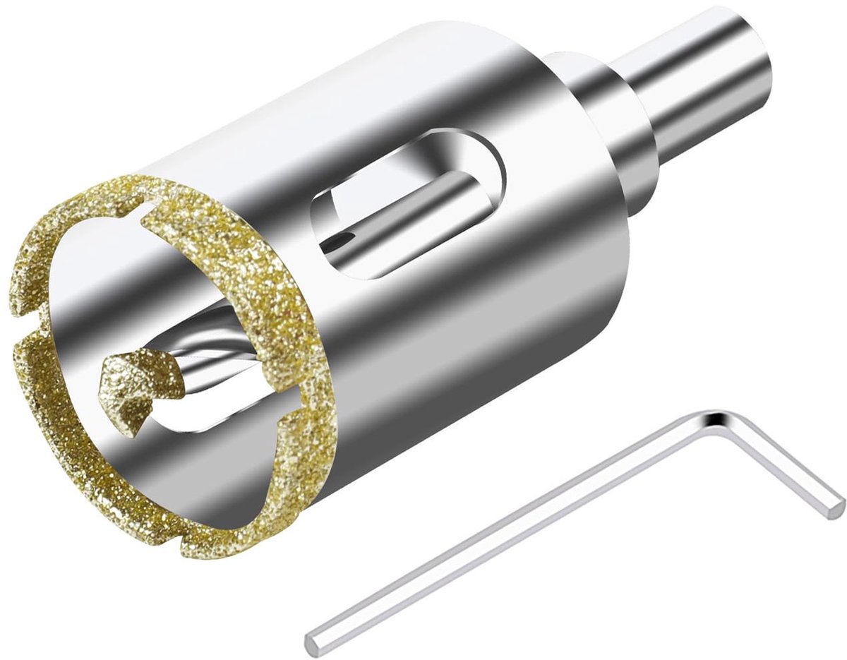 SnelShoppen - 28mm Diamant Boor voor Glas, Tegels, Keramiek, Marmer & Graniet - Inclusief Positioneer Boor - Hoge Kwaliteit, Roestvrij, Precisie & Duu