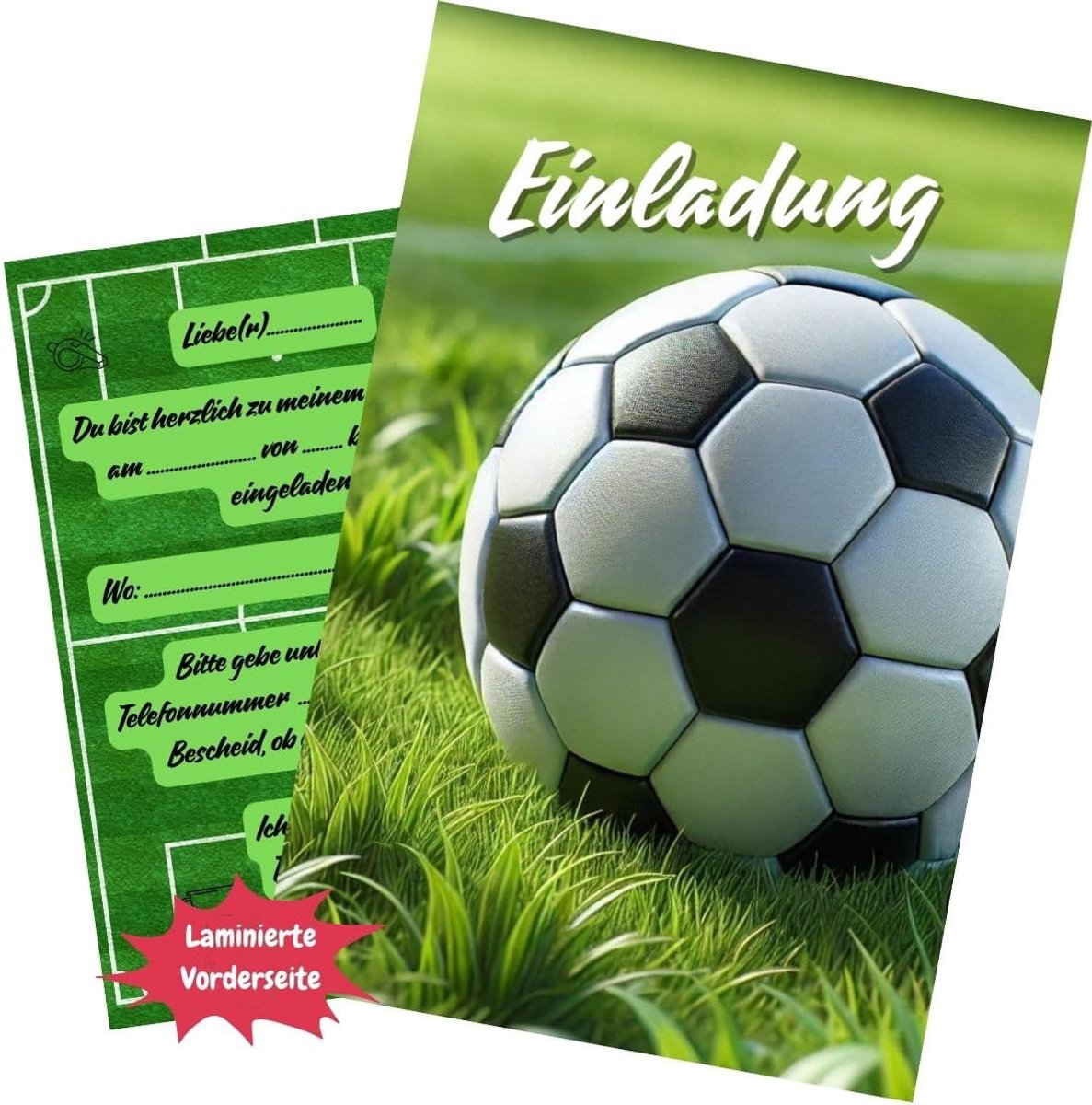 SnelShoppen - 10 Stuks Kinder Verjaardagsuitnodigingen Voetbal - Uitnodigingen voor Jongens en Meisjes - Perfecte Voetbal Feestjes - Stevig Karton - D