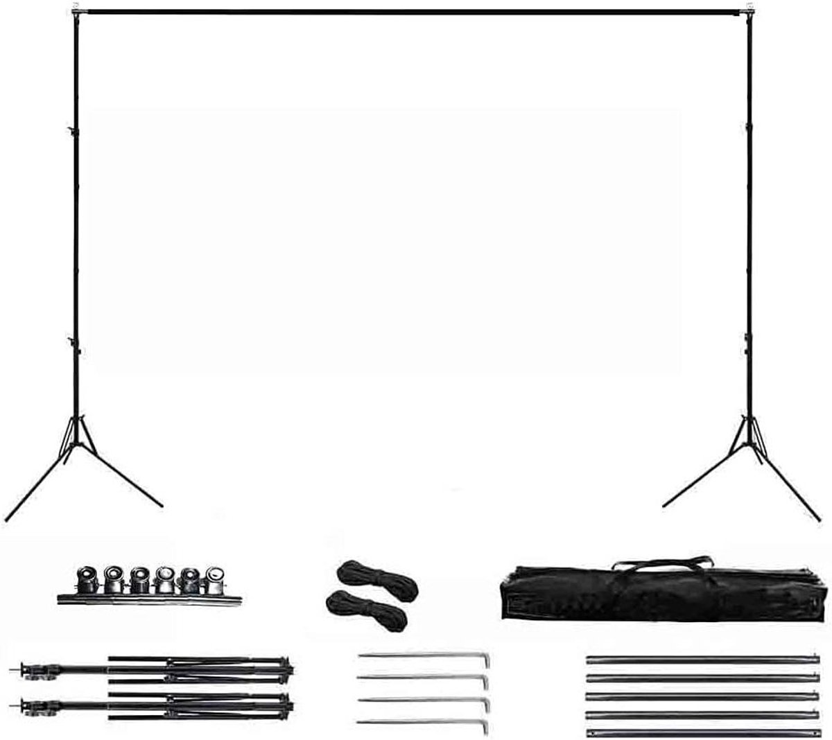 Projectorscherm Stand - Mobiel Scherm Statief - Buiten Films Kijken - Inclusief Draagtas - Verstelbaar 25-63 inch - Zwart