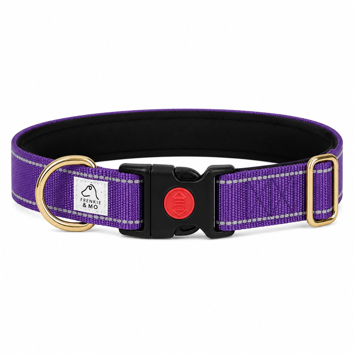 Honden Halsband - Reflecterende Stiksels - Nylon Halsband Hond - Hondenhalsband - Maat S - Paars