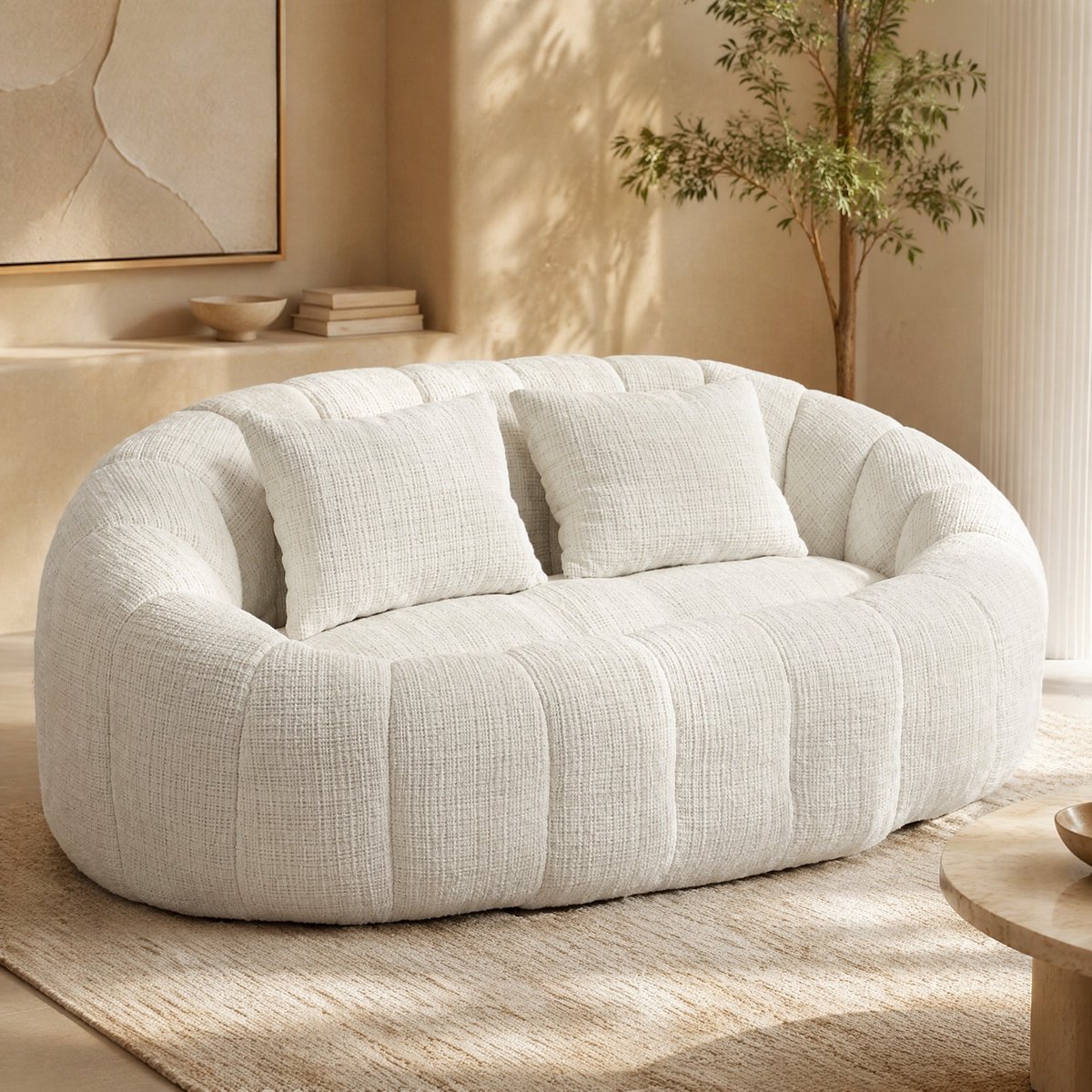 MODENUIT Zitzakbank 150 x 95 x 63 cm - 2-Zits Met Rugleuning - Voor Binnen En Buiten - Chenille - Beige