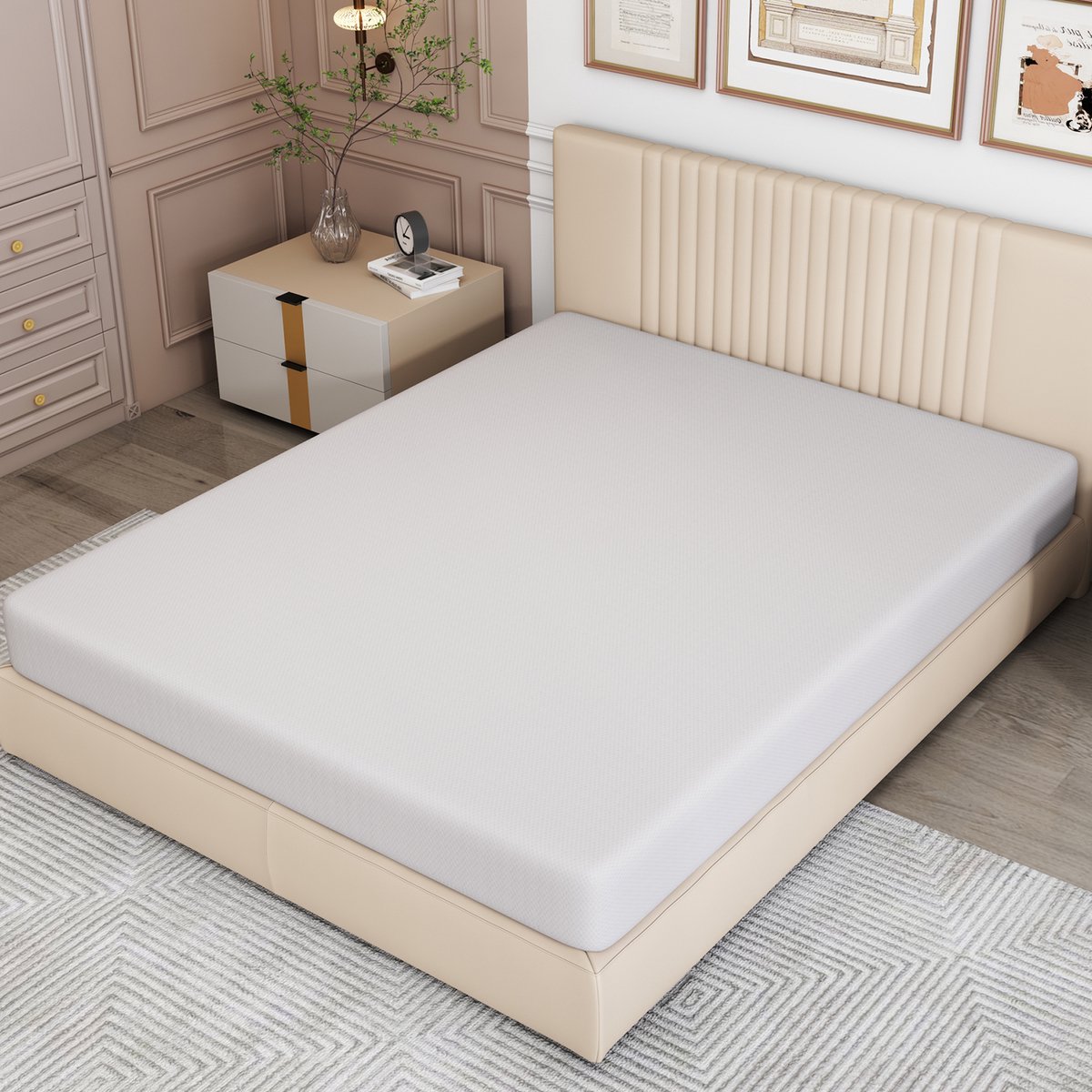 Matras 140x200 cm – Ergonomisch H3 Ligcomfort – Ademend Schuim Met Antislipdeeltjes En Handgrepen – Afneembare Polyester Hoes – Wit