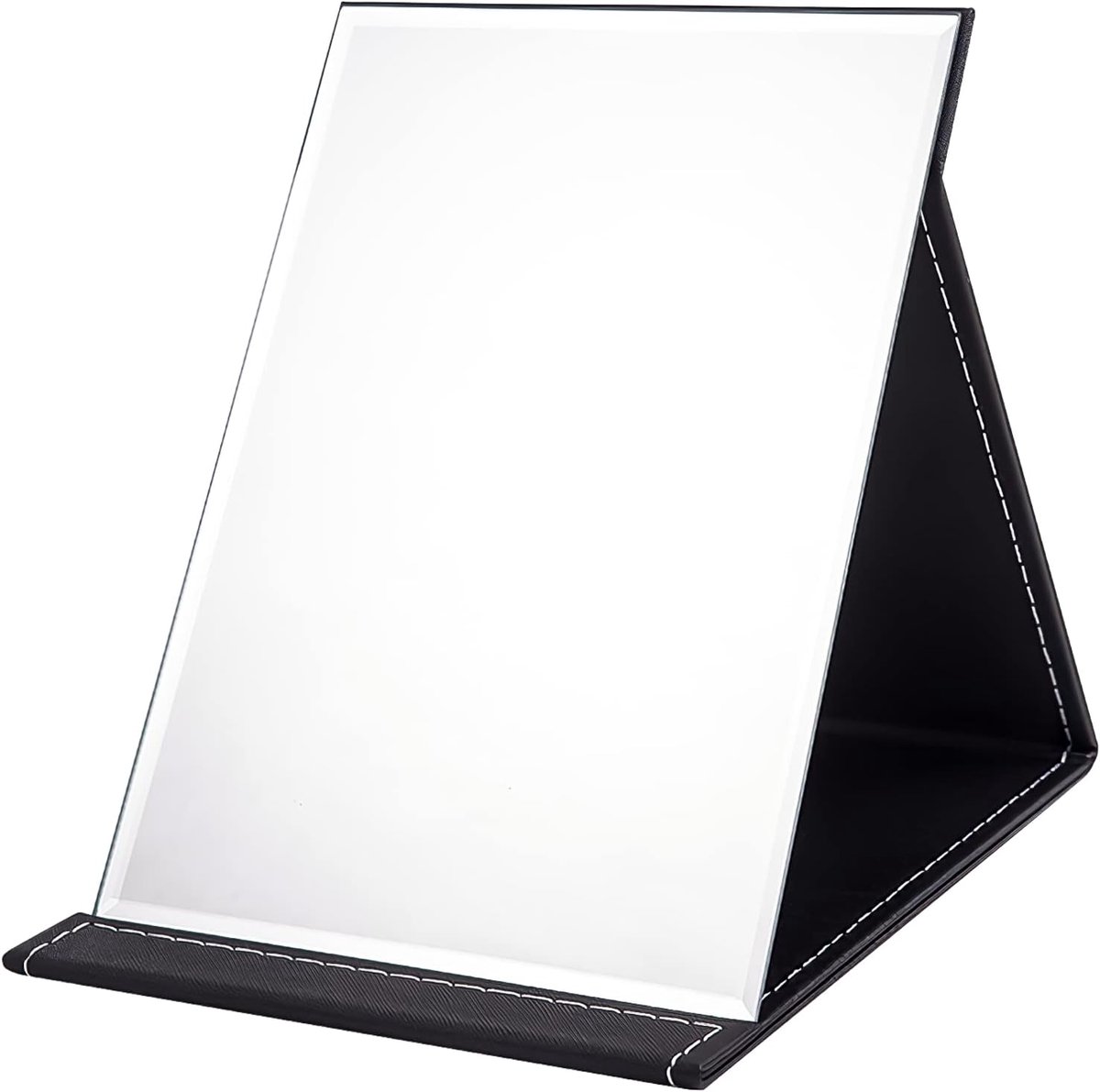 SnelShoppen - Vouwspiegel Draagbaar Tafel Spiegel Multi Stand Hoek, Reismirror Super HD Make-up Spiegel, Vouwspiegel met PU Leren Cover, Opvouwbare Sp