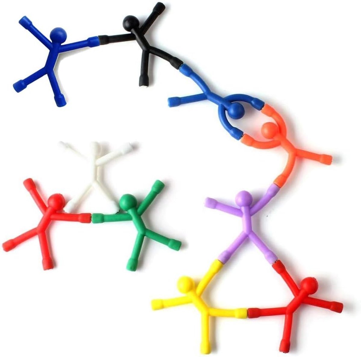 SnelShoppen - 10 Stuks Mini Mannetjes Magneten - Zachte Rubber Magneten voor Koelkast, Whiteboard, Kantoor - Kleur: Multicolor - Decoratie en Function