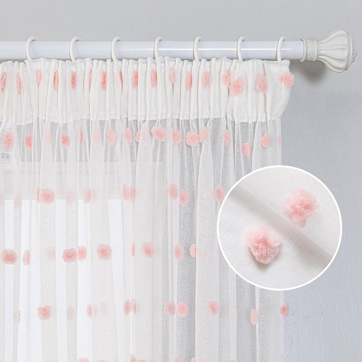SnelShoppen - Decoratieve Rimpel Gordijnen Set van 2 voor Kinderen en Woonkamer - Moderne Borduursels - Transparante Tulle Gordijnen - 225 x 140 cm -