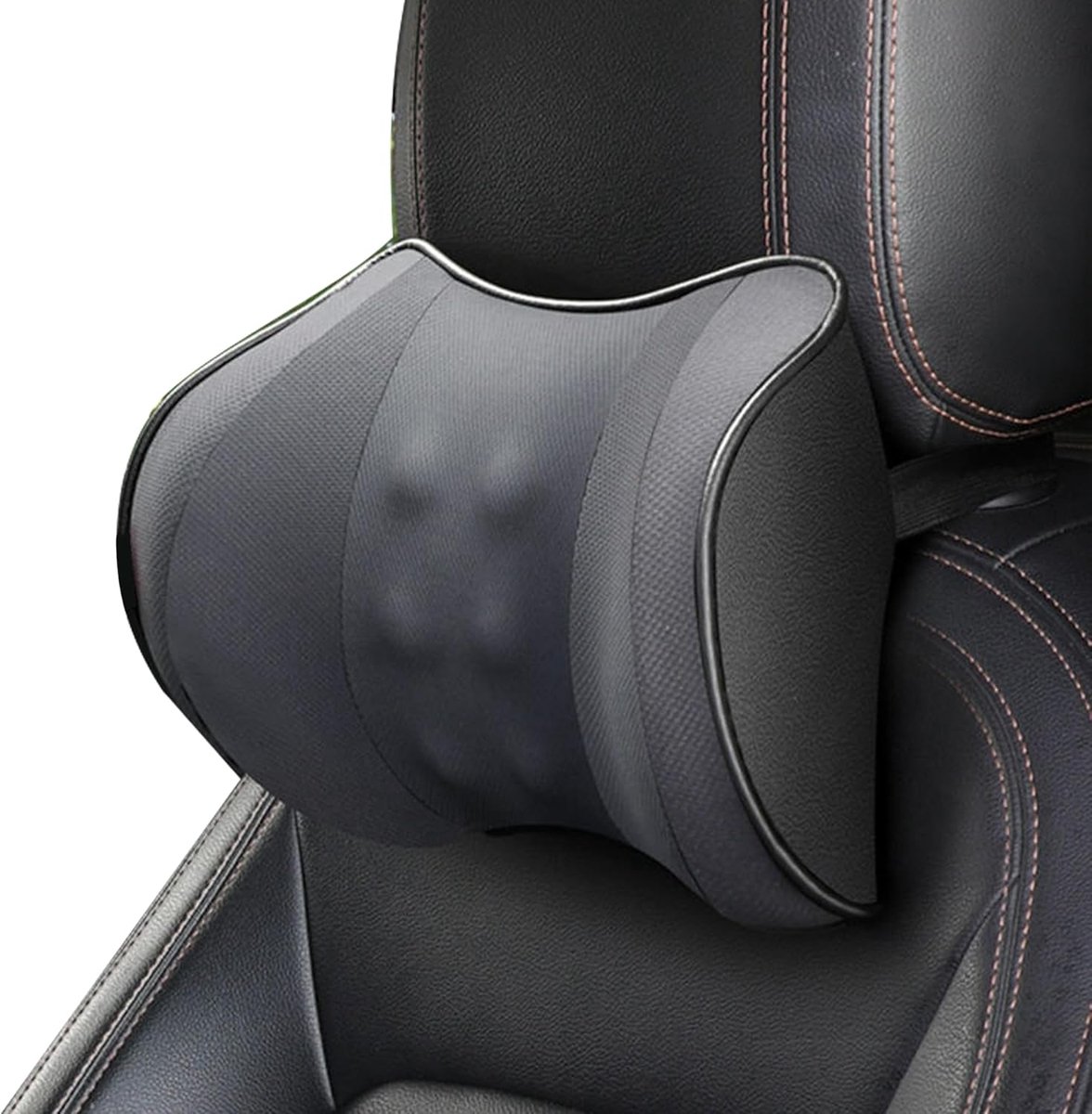 SnelShoppen - Large Headrest Memory Foam Auto Kussen, 3D Stof, Ergonomische Neksteun voor Auto, Stoel, Gaming Chair, Kantoor - Grijs