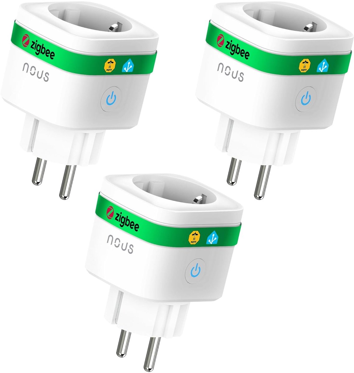SnelShoppen - ZigBee Smart Plug met Energiebewaking, 16A, App & Spraakbesturing, Timer & Schema's, 3-pack, Perfect voor Huishoudelijke Apparaten, Comp