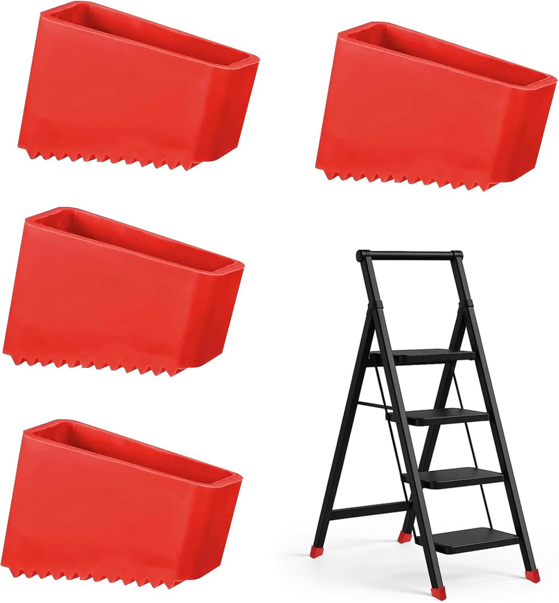SnelShoppen - Universele Steiger - 4 Stuks Veiligheid en Stabiliteit Ladder Voetbeschermers - Vervangende Ladder Voeten - Rubber, 5.5x3.8cm, Voor Thui