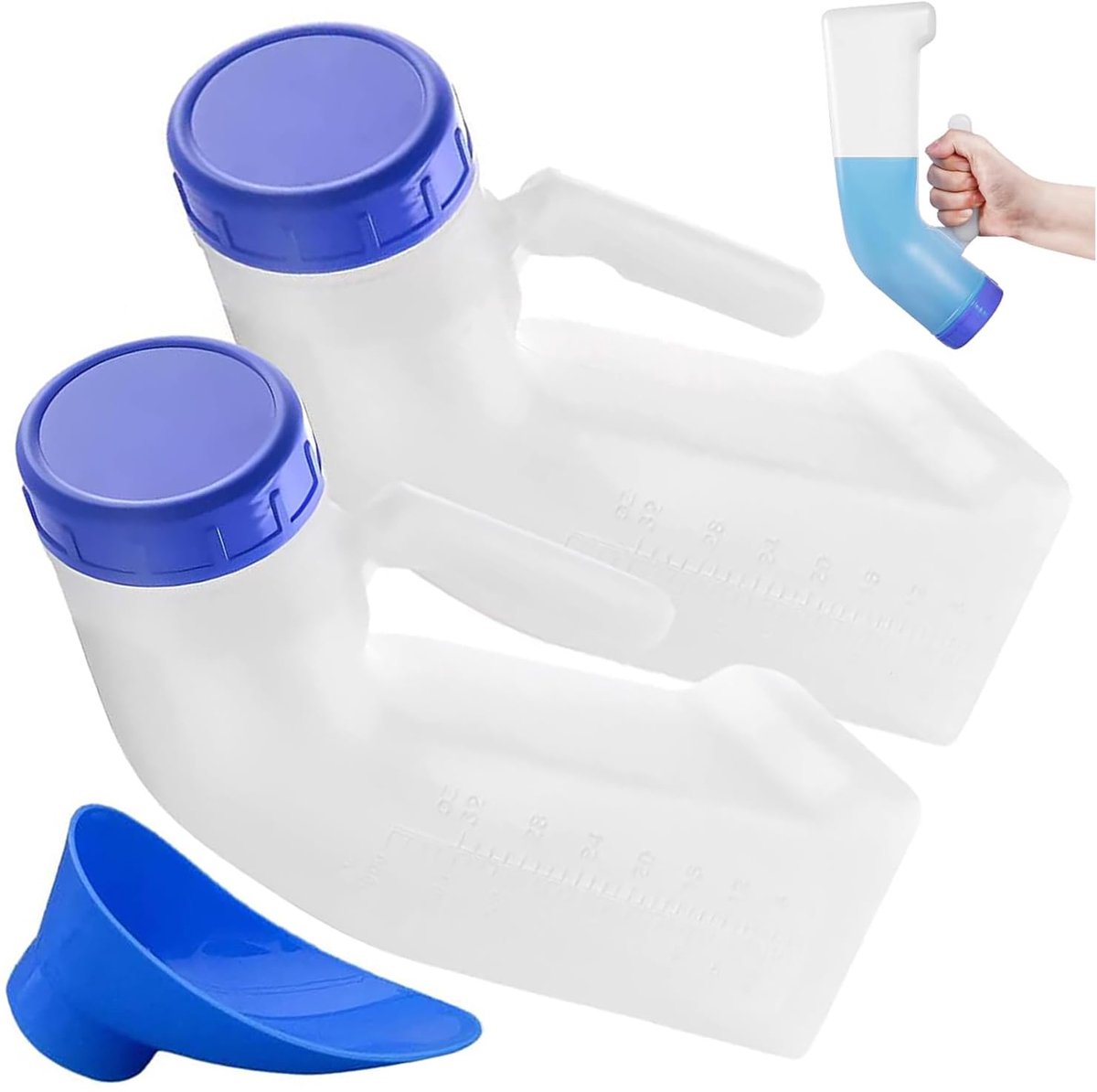 SnelShoppen - 1000ml Urineflessen voor Mannen en Vrouwen, Portable Urine Bottels, Hygiënische Plastic Urinalen, Ideaal voor Camping, Auto, Kinderen, O