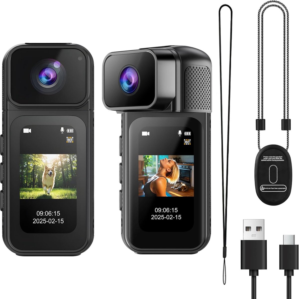 SnelShoppen - Action Cam 180° Lens Rotatie, 2.7K WiFi Camera, 170° Breedhoek, Fiets Video Camera, Body Cam voor Vlogs, Reizen, Buitenactiviteiten