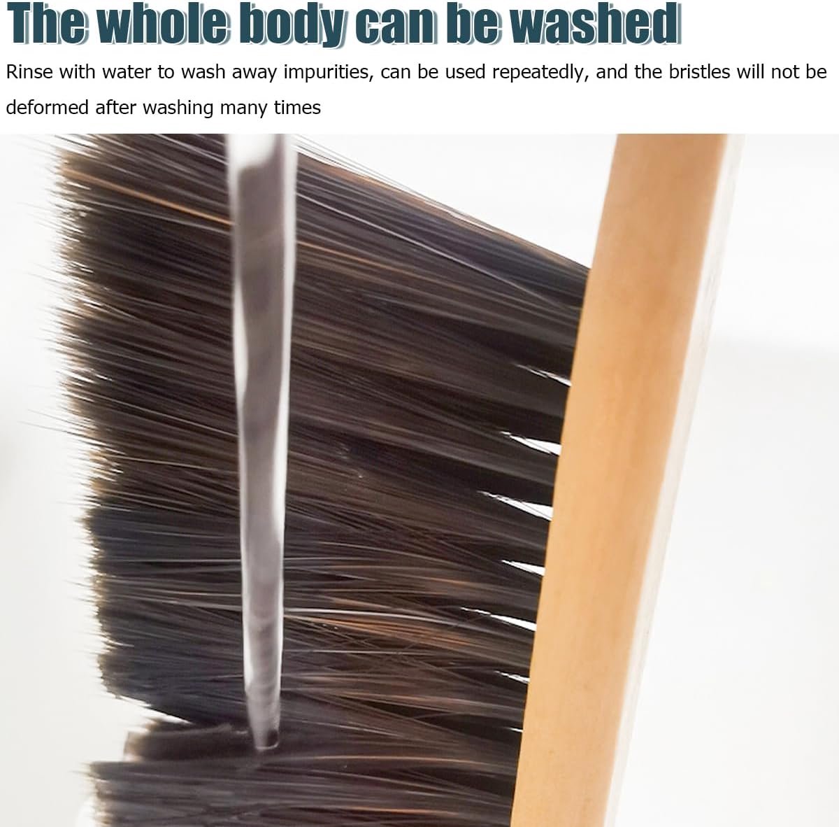 SnelShoppen - Houten Car Cleaning Brush met Zachte Borstels - Natuurlijke Haartjes - Auto Schoonmaak Borstel voor Ramen, Tapijt en Moeilijk Bereikbare