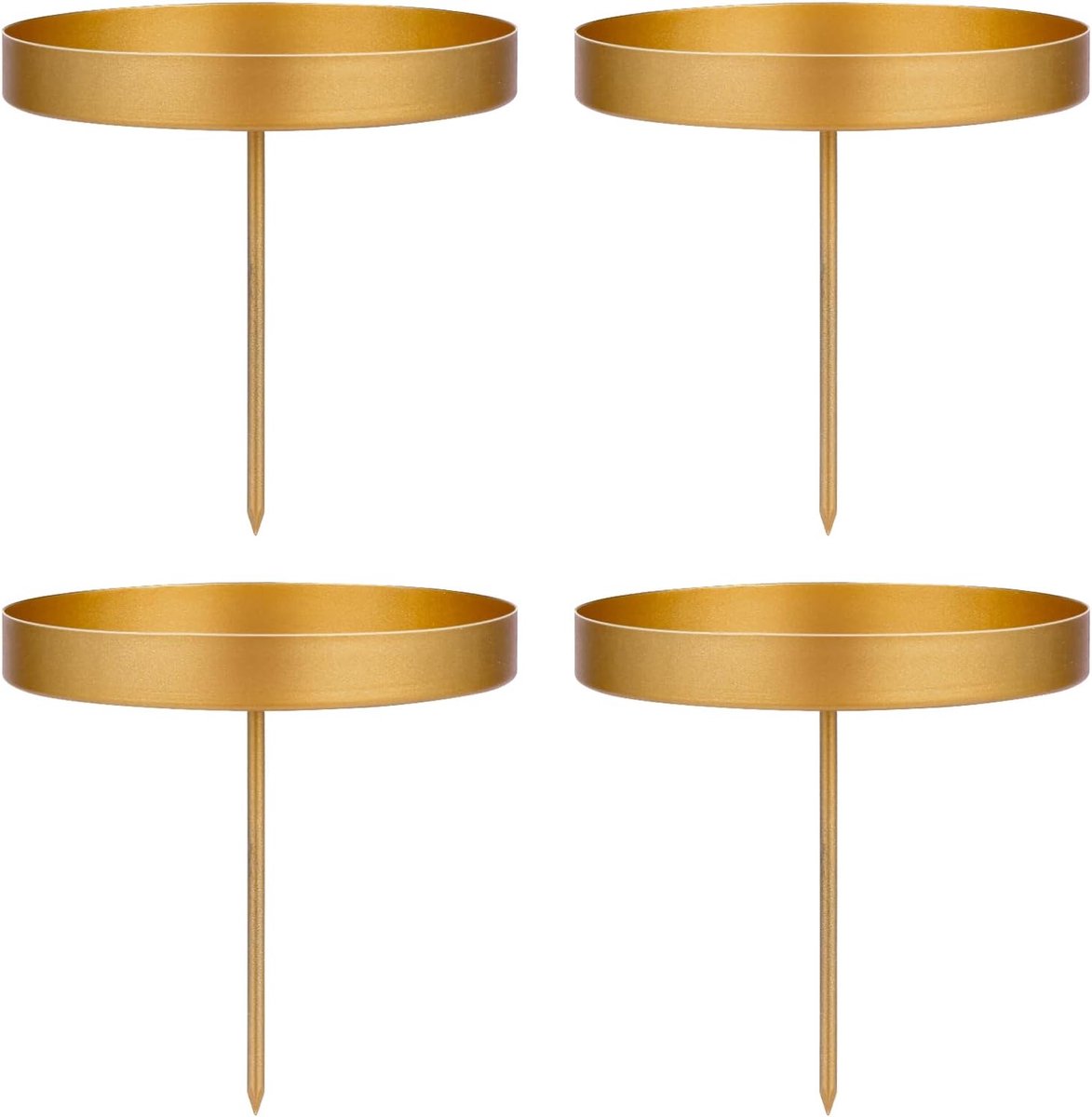 SnelShoppen - Pack van 4 Kandelaar Houder voor Adventskrans, 8 cm Kaarsenbord, Metalen Adventskrans, Gouden Kerstdecoratie voor Feestdagen