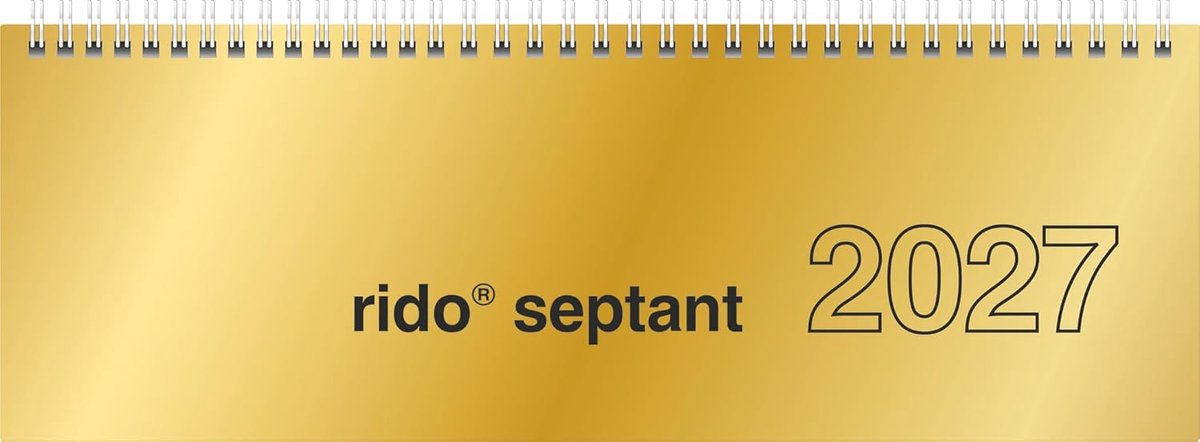 SnelShoppen - Dwarsagenda 2027 | 305x105 mm, Gouden Glanskarton, 128 Pagina's, Wire-O-Binding, Jaar- en Maandoverzichten, Ideaal voor Organisatie en P