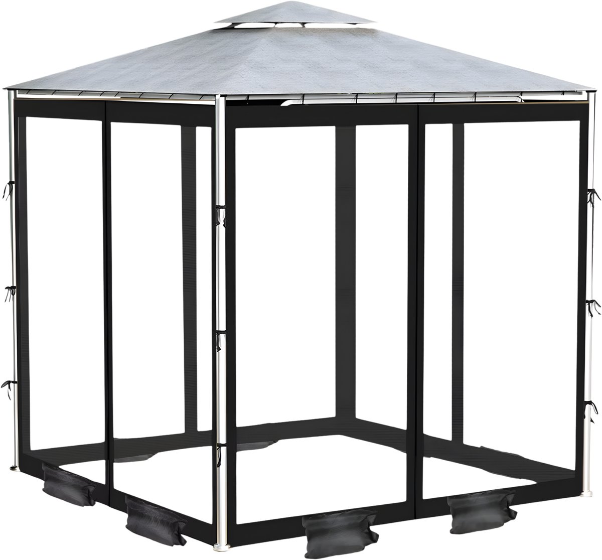 Mosquito Netting for Gazebo - 360x360x230 cm, 4-panel wanden - Zwart 360 x 360 x 230 cm